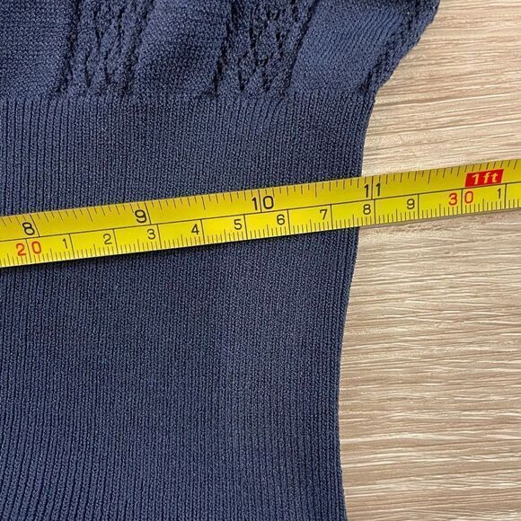 BCBGMaxazria Kory Navy Blue Knite Dress, no underlining M - Picture 7 of 9
